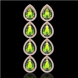 8.4 CTW Peridot & Diamond Halo Earrings 10K Rose Gold - REF-172X2T - 41310