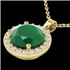 Image 1 : 2 CTW Emerald & Halo VS/SI Diamond Micro Pave Necklace Solitaire 18K Yellow Gold - REF-49W3F - 21561