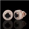 Image 2 : 2.09 CTW Fancy Black Diamond Solitaire Art Deco Stud Earrings 18K Rose Gold - REF-154H5A - 38011