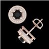 Image 4 : 2.09 CTW Fancy Black Diamond Solitaire Art Deco Stud Earrings 18K Rose Gold - REF-154H5A - 38011