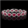Image 1 : 30.06 CTW Ruby & Diamond Halo Bracelet 10K White Gold - REF-368H5A - 41237