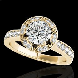 1.5 CTW H-SI/I Certified Diamond Solitaire Halo Ring 10K Yellow Gold - REF-180T2M - 34231