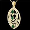 Image 2 : 3.50 CTW Emerald & Micro Pave VS/SI Diamond Heart Necklace 18K Yellow Gold - REF-218M2H - 21288