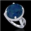 Image 2 : 12 CTW Sapphire & Micro Pave VS/SI Diamond Halo Ring 18K White Gold - REF-143W6F - 20967