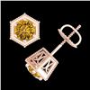Image 4 : 1.15 CTW Intense Fancy Yellow Diamond Art Deco Stud Earrings 18K Rose Gold - REF-138Y2K - 38044