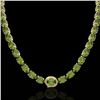 Image 2 : 66 CTW Green Tourmaline & VS/SI Diamond Tennis Micro Halo Necklace 14K Yellow Gold - REF-531W6F - 23