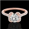 Image 1 : 1.33 CTW H-SI/I Certified Diamond Solitaire Halo Ring 10K Rose Gold - REF-163K5W - 33290