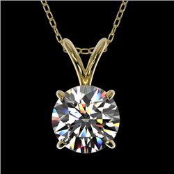 1.07 CTW Certified H-SI/I Quality Diamond Solitaire Necklace 10K Yellow Gold - REF-147M2H - 36764