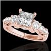 Image 1 : 1.75 CTW VS/SI Certified Princess Diamond 3 Stone Ring 10K Rose Gold - REF-394H9A - 35359