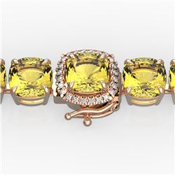 35 CTW Citrine & Micro VS/SI Diamond Halo Designer Bracelet 14K Rose Gold - REF-134N2Y - 23303