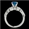 Image 2 : 1.15 CTW Si Certified Fancy Blue Diamond Solitaire Antique Ring 10K White Gold - REF-156W4F - 34815
