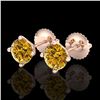 Image 1 : 1.5 CTW Intense Fancy Yellow Diamond Art Deco Stud Earrings 18K Rose Gold - REF-141M8H - 38240