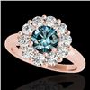 Image 1 : 2.09 CTW Si Certified Fancy Blue Diamond Solitaire Halo Ring 10K Rose Gold - REF-209T3M - 34429