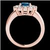 Image 2 : 2.09 CTW Si Certified Fancy Blue Diamond Solitaire Halo Ring 10K Rose Gold - REF-209T3M - 34429