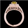 Image 2 : 1.65 CTW Certified Si/I Fancy Intense Yellow Diamond Solitaire Halo Ring 10K Rose Gold - REF-289K3W 