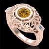 Image 1 : 1.13 CTW Intense Fancy Yellow Diamond Engagement Art Deco Ring 18K Rose Gold - REF-309A3X - 37827