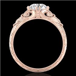 1 CTW VS/SI Diamond Solitaire Art Deco Ring 18K Rose Gold - REF-315F2N - 36909