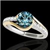 Image 1 : 1.25 CTW Si Certified Blue Diamond Solitaire Ring 10K White & Yellow Gold - REF-156W2F - 35553