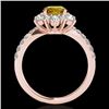 Image 2 : 2 CTW Certified Si/I Fancy Intense Yellow Diamond Solitaire Halo Ring 10K Rose Gold - REF-200H2A - 3