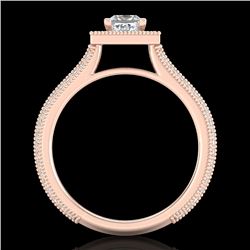 1.41 CTW Princess VS/SI Diamond Solitaire Micro Pave Ring 18K Rose Gold - REF-200W2F - 37179