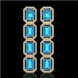 18.99 CTW Swiss Topaz & Diamond Halo Earrings 10K Yellow Gold - REF-184X4T - 41605