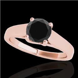 1 CTW Certified VS Black Diamond Solitaire Ring 10K Rose Gold - REF-42K4W - 35529