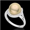 Image 2 : 0.27 CTW VS/SI Diamond & Golden Pearl Designer Ring 18K White Gold - REF-50M8H - 22618