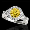 Image 1 : 1.75 CTW Certified Si/I Fancy Intense Yellow Diamond Solitaire Halo Ring 10K White Gold - REF-320Y2K