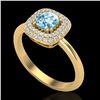 Image 2 : 1.16 CTW Sky Blue Topaz & Micro VS/SI Diamond Ring Solitaire Halo 18K Yellow Gold - REF-70W2F - 2102