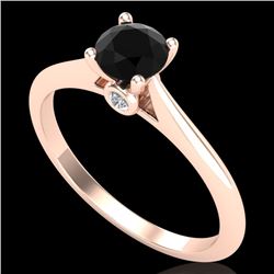 0.56 CTW Fancy Black Diamond Solitaire Engagement Art Deco Ring 18K Rose Gold - REF-52W8F - 38186