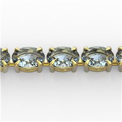20 CTW Aquamarine Eternity Designer Inspired Tennis Bracelet 14K Yellow Gold - REF-178K2W - 23386