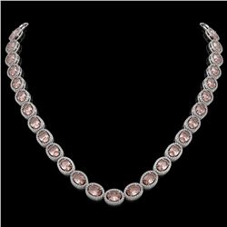 45.98 CTW Morganite & Diamond Halo Necklace 10K White Gold - REF-850N9Y - 40565