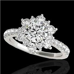 2 CTW H-SI/I Certified Diamond Solitaire Halo Ring 10K White Gold - REF-200A2X - 33706
