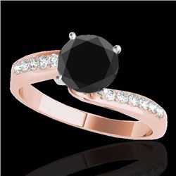 1.4 CTW Certified VS Black Diamond Bypass Solitaire Ring 10K Rose Gold - REF-54T2M - 35076