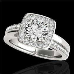 1.33 CTW H-SI/I Certified Diamond Solitaire Halo Ring 10K White Gold - REF-176W4F - 34150