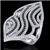 Image 1 : 2 CTW Micro Pave Black & White VS/SI Diamond Designer Ring 14K White Gold - REF-162H5A - 20867