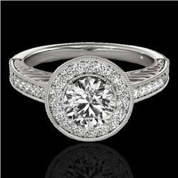 1.5 CTW H-SI/I Certified Diamond Solitaire Halo Ring 10K White Gold - REF-200W2F - 33742