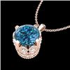 Image 2 : 1.5 CTW Fancy Intense Blue Diamond Solitaire Art Deco Necklace 18K Rose Gold - REF-172A8X - 37384