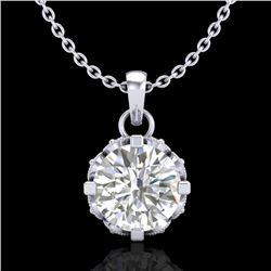 0.85 CTW VS/SI Diamond Solitaire Art Deco Stud Necklace 18K White Gold - REF-138F4N - 36839