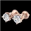 Image 1 : 1.26 CTW VS/SI Diamond Solitaire Art Deco Stud Earrings 18K Rose Gold - REF-209T3M - 37020
