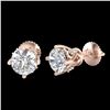 Image 2 : 1.26 CTW VS/SI Diamond Solitaire Art Deco Stud Earrings 18K Rose Gold - REF-209T3M - 37020