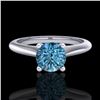 Image 2 : 0.83 CTW Fancy Intense Blue Diamond Solitaire Art Deco Ring 18K White Gold - REF-87Y3K - 38195