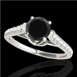 1.46 CTW Certified VS Black Diamond Solitaire Ring 10K White Gold - REF-62H8A - 34964