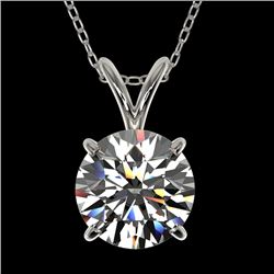 1.50 CTW Certified H-SI/I Quality Diamond Solitaire Necklace 10K White Gold - REF-322H5A - 33220