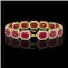 Image 2 : 38.61 CTW Ruby & Diamond Halo Bracelet 10K Yellow Gold - REF-424H5A - 41527