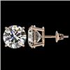 Image 2 : 4 CTW Certified H-I Quality Diamond Solitaire Stud Earrings 10K Rose Gold - REF-1237A5X - 33132