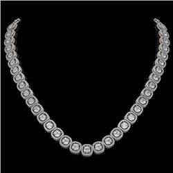 32.64 CTW Cushion Diamond Designer Necklace 18K White Gold - REF-5967T6M - 42623