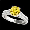 Image 1 : 1.61 CTW Certified Si/I Fancy Intense Yellow Diamond Pave Ring 10K White Gold - REF-180F2N - 35463