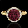 Image 1 : 2.70 CTW Garnet & Micro Pave VS/SI Diamond Ring Designer Halo 18K Yellow Gold - REF-49X3T - 23213