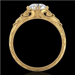 1 CTW VS/SI Diamond Solitaire Art Deco Ring 18K Yellow Gold - REF-315K2W - 36910